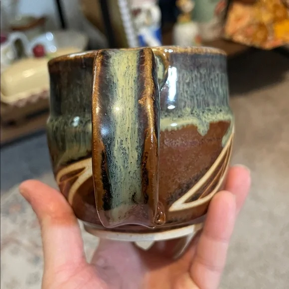 Handcrafted Brown and Cream Ceramic Mug - Picture 5 of 5